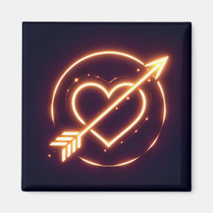 glowing image of a heart with cupid's arrow magnet