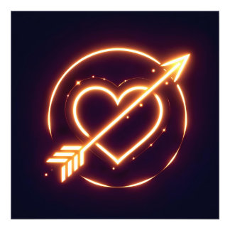 glowing image of a heart with cupid's arrow photo print