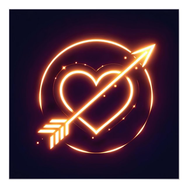 glowing image of a heart with cupid's arrow photo print (Front)