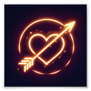 glowing image of a heart with cupid's arrow photo print