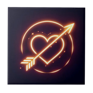 glowing image of a heart with cupid's arrow tile
