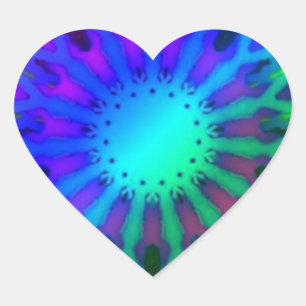 Glowing in the Dark Kaleidoscope art Heart Sticker