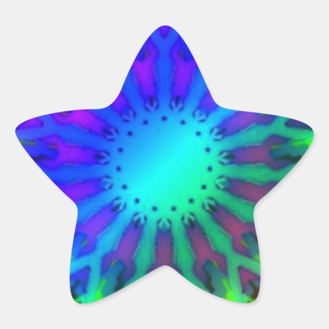 Glowing in the Dark Kaleidoscope art Star Sticker (Front)