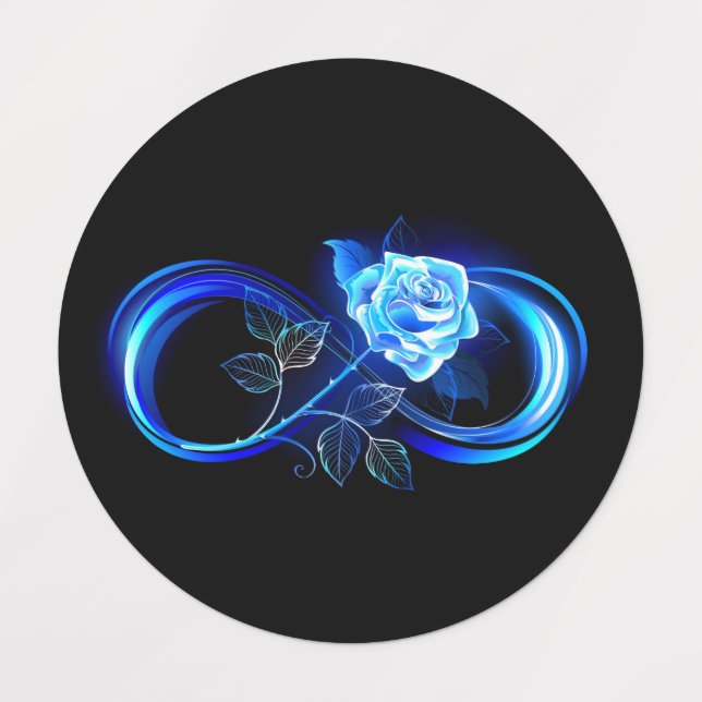 Glowing infinity with blue rose (Design 1)