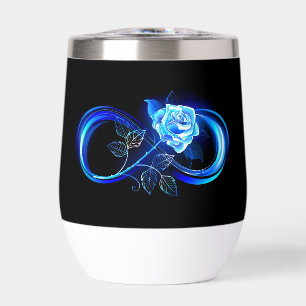 Glowing infinity with blue rose
