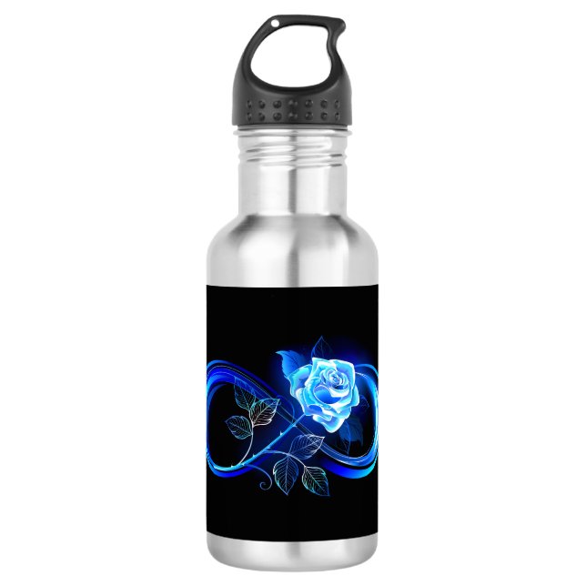Glowing infinity with blue rose 532 ml water bottle (Front)