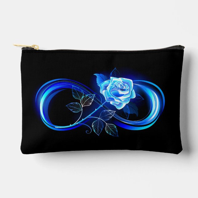 Glowing infinity with blue rose accessory pouch (Front)