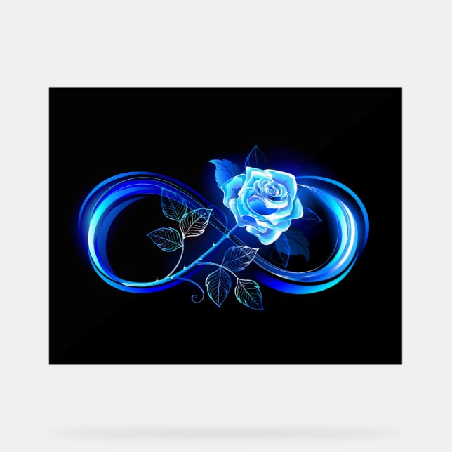 Glowing infinity with blue rose acrylic sign (Front)