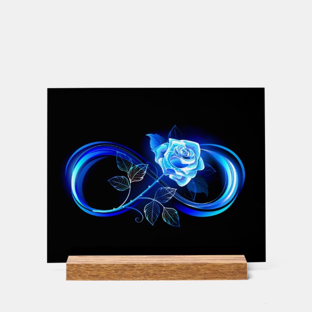 Glowing infinity with blue rose acrylic sign (Front)