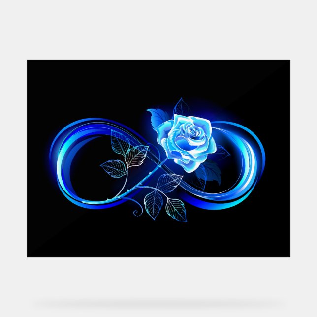 Glowing infinity with blue rose acrylic sign (Front)
