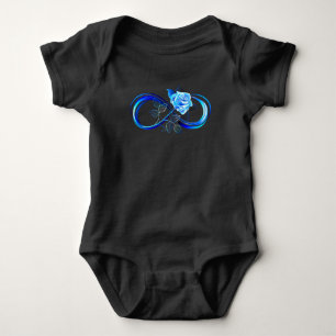 Glowing infinity with blue rose baby bodysuit