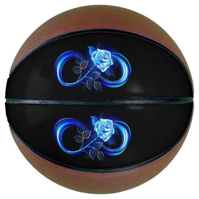 Glowing infinity with blue rose basketball (Front)