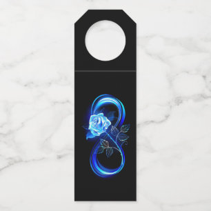 Glowing infinity with blue rose bottle tag