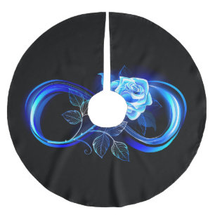 Glowing infinity with blue rose brushed polyester tree skirt