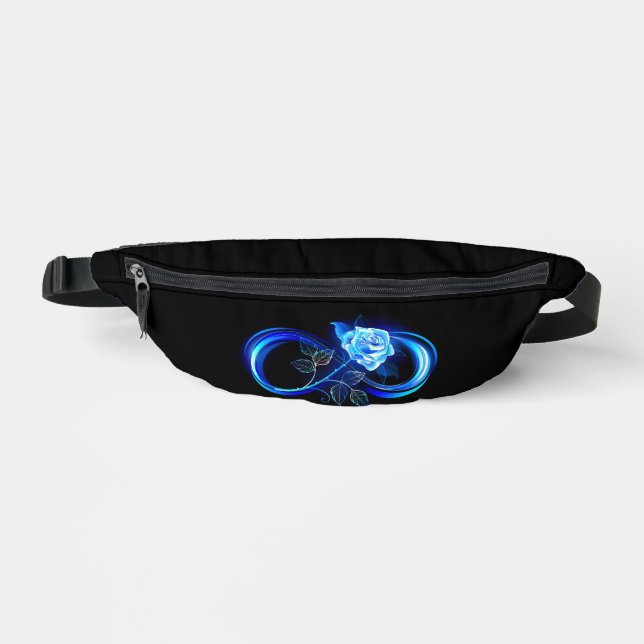 Glowing infinity with blue rose bum bags (Front)