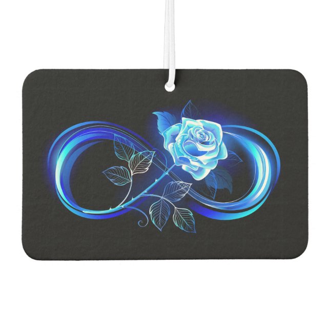 Glowing infinity with blue rose car air freshener (Front)