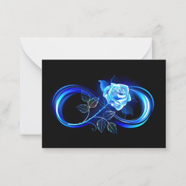 Glowing infinity with blue rose card (Front)