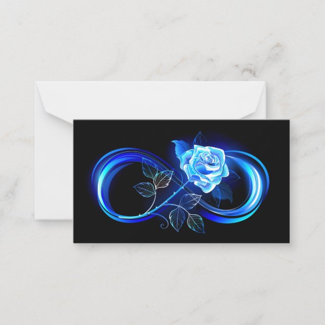 Glowing infinity with blue rose card (Front)