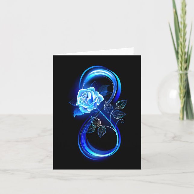 Glowing infinity with blue rose card (Front)