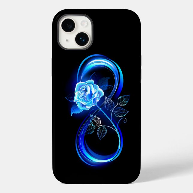 Glowing infinity with blue rose Case-Mate iPhone case (Back)