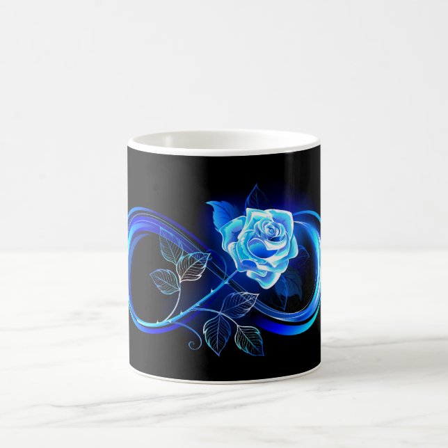 Glowing infinity with blue rose coffee mug (Center)