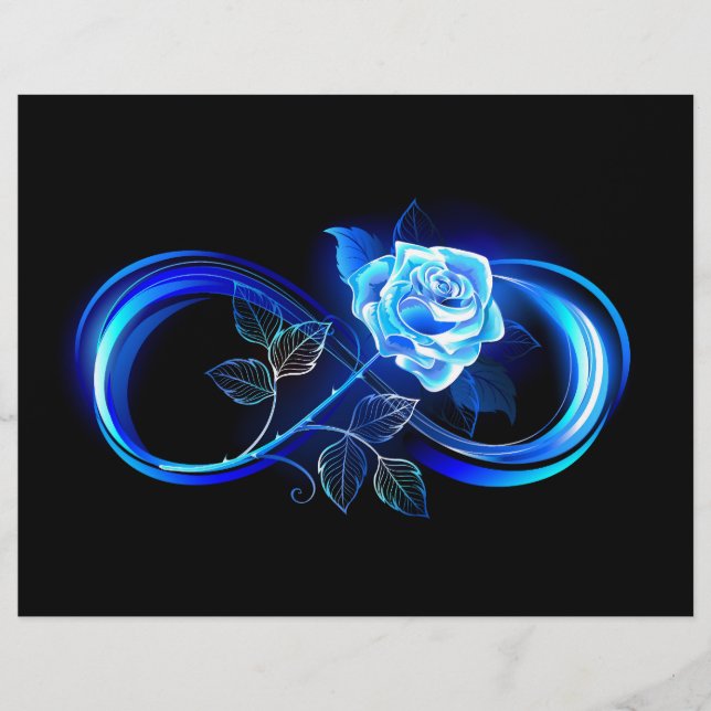 Glowing infinity with blue rose custom letterhead (Front)