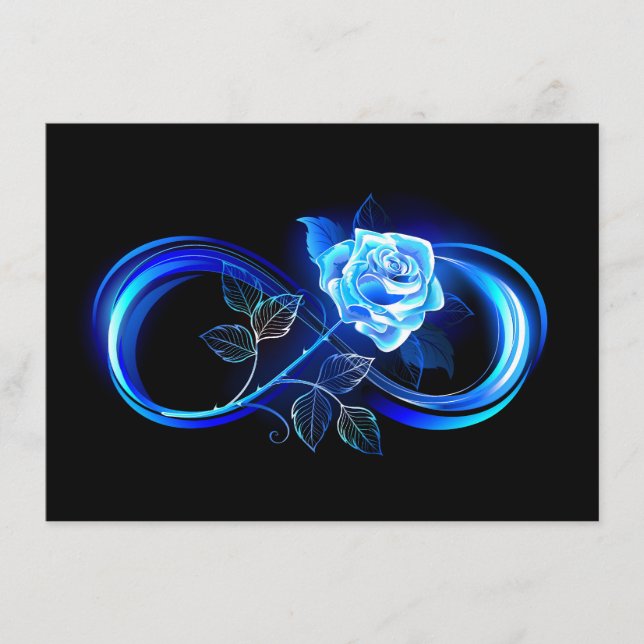 Glowing infinity with blue rose enclosure card (Front)