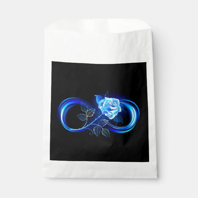 Glowing infinity with blue rose favour bags (Front)