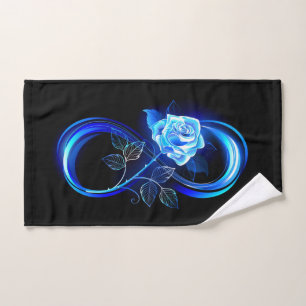 Glowing infinity with blue rose hand towel