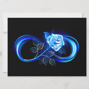 Glowing infinity with blue rose holiday card