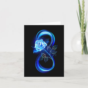 Glowing infinity with blue rose holiday card
