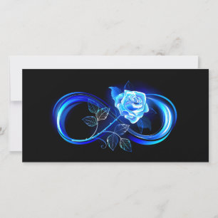 Glowing infinity with blue rose holiday card