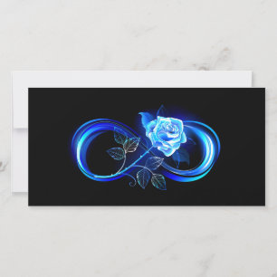 Glowing infinity with blue rose holiday card