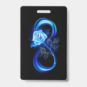Glowing infinity with blue rose ID badge