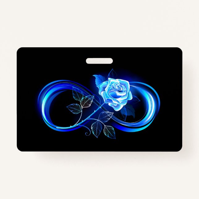 Glowing infinity with blue rose ID badge (Front)