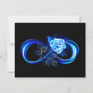 Glowing infinity with blue rose invitation
