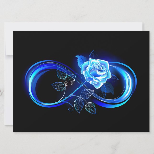 Glowing infinity with blue rose invitation (Front)