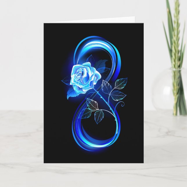 Glowing infinity with blue rose invitation (Front)