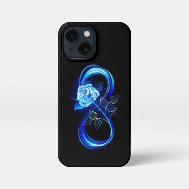 Glowing infinity with blue rose iPhone case (Back)