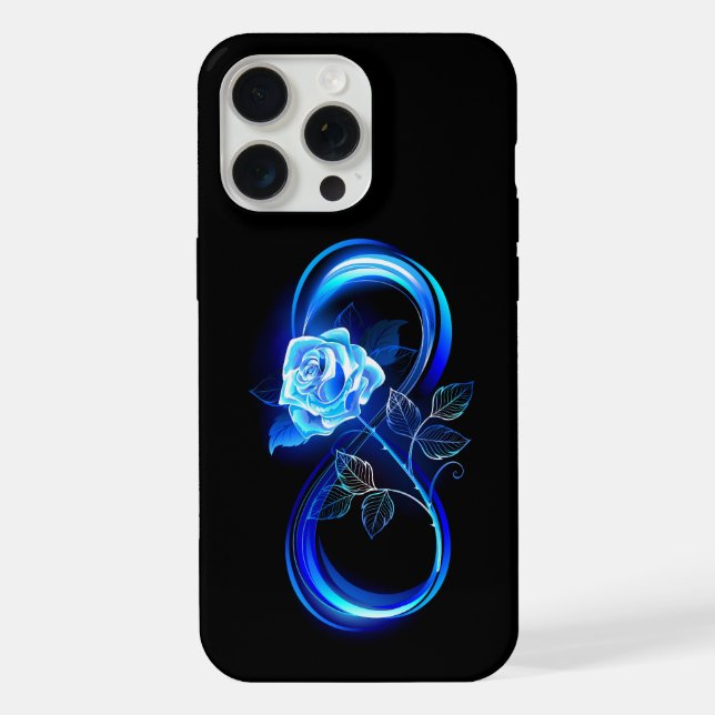 Glowing infinity with blue rose iPhone case (Back)