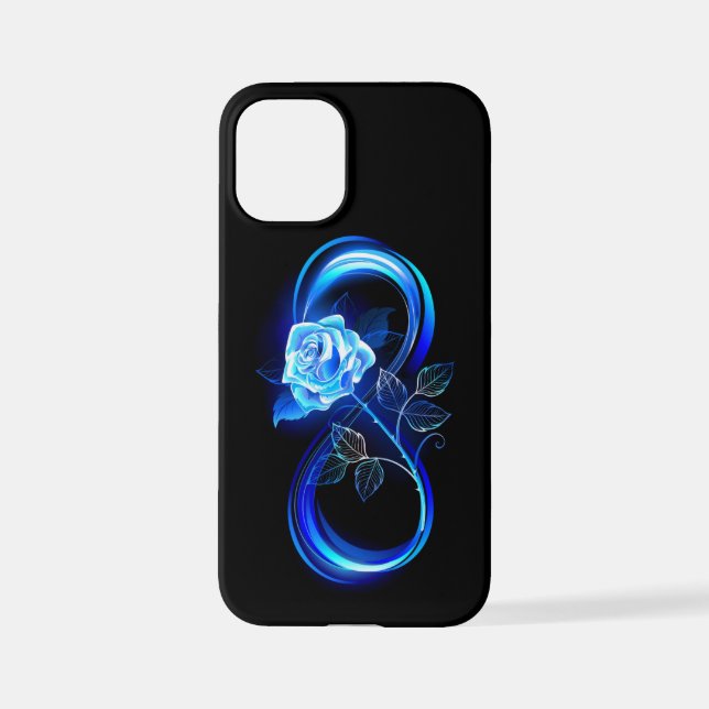 Glowing infinity with blue rose iPhone case (Back)