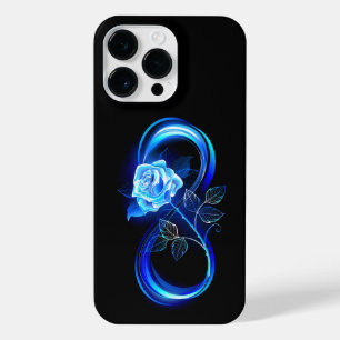 Glowing infinity with blue rose iPhone 14 pro max case