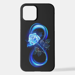 Glowing infinity with blue rose iPhone 12 case
