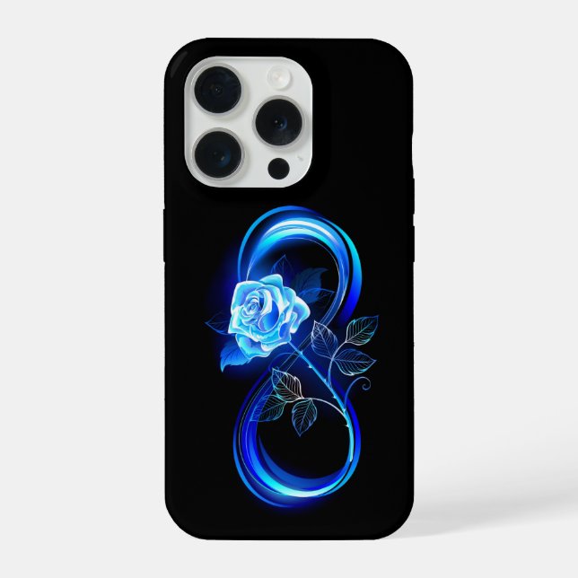 Glowing infinity with blue rose iPhone case (Back)