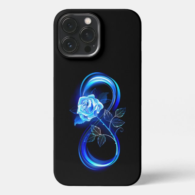 Glowing infinity with blue rose iPhone case (Back)