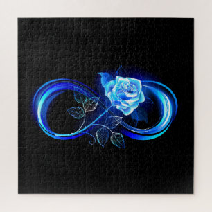 Glowing infinity with blue rose jigsaw puzzle