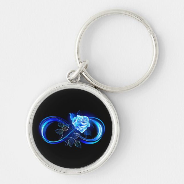 Glowing infinity with blue rose key ring (Front)