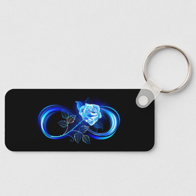 Glowing infinity with blue rose key ring (Front)
