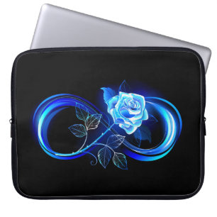 Glowing infinity with blue rose laptop sleeve