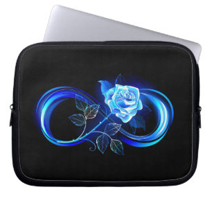 Glowing infinity with blue rose laptop sleeve